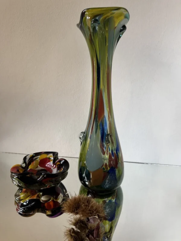 Wazon i popielnica PRL rzeźbiarski zestaw „Zanurzeni w kolor”