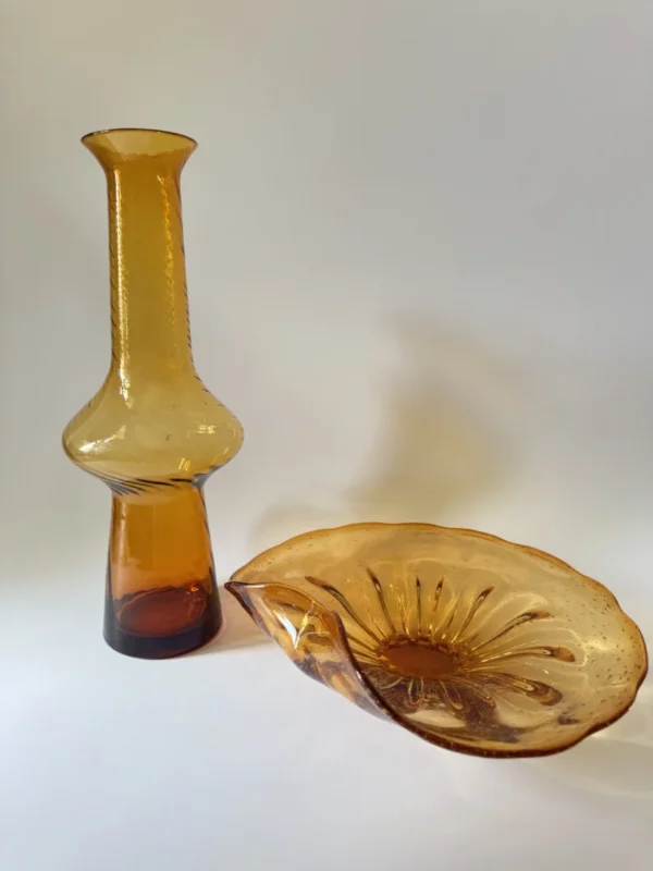 Szkło PRL designerska misa i flakon „Twister na pustyni”