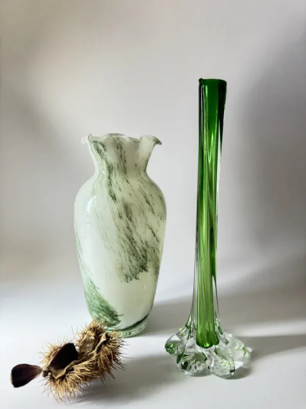 Szkło artystyczne vintage zestaw „Murano w pistacji”