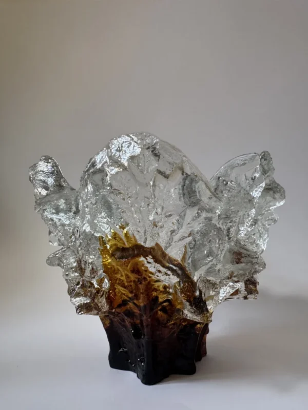 Wazon artystyczny ręcznie formowane szkło rzeźbiarskie „Amber Ice”
