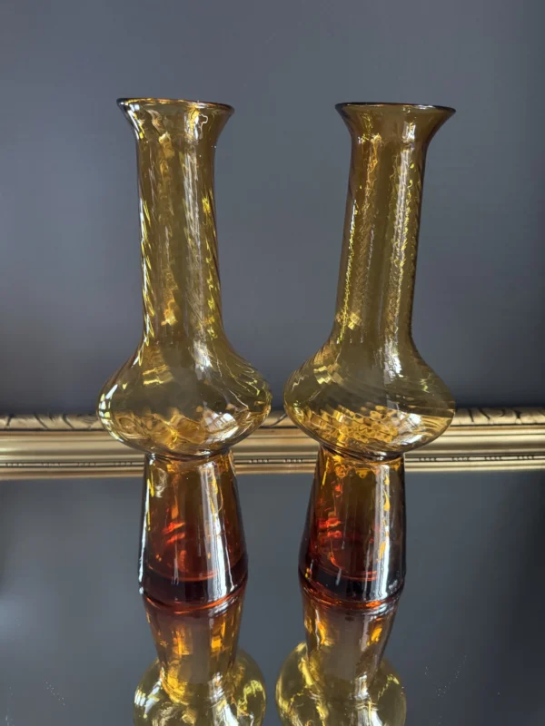 Zestaw wazonów vintage „Dwie Laury” – Huta Szkła Laura, szkło PRL