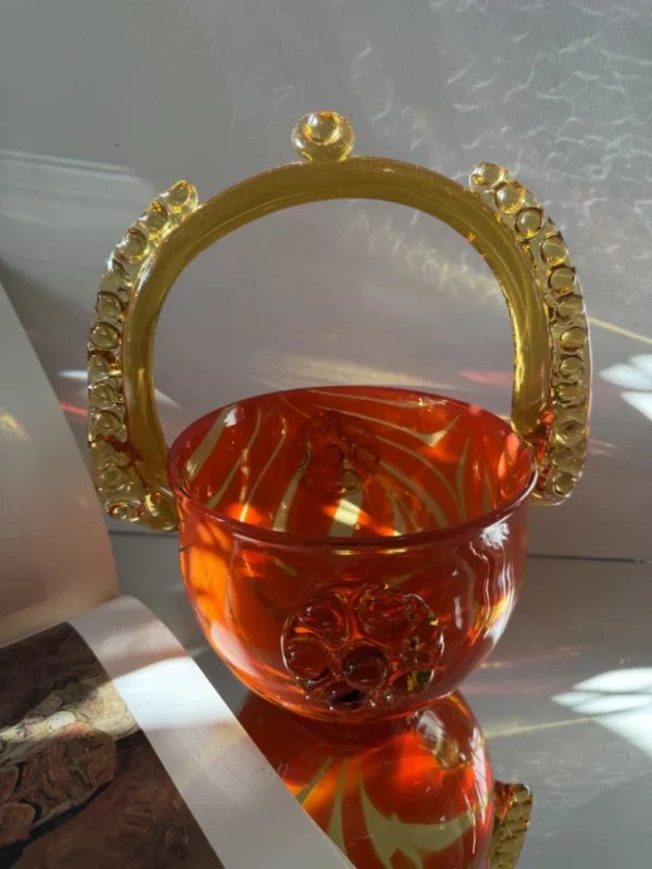 Kosz art glass vintage „Amber Flame”