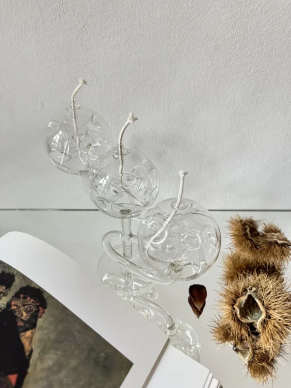 Vintage potrójna lampka olejna „Szklany Układ Orbitalny”